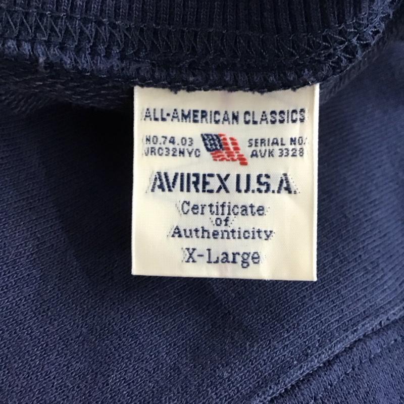 アヴィレックス AVIREX トレーナー 長袖 長袖トレーナー スウェット クルーネック プルオーバー XL 無地 紺 / ネイビー /  メンズ USED 古着 中古 10124922