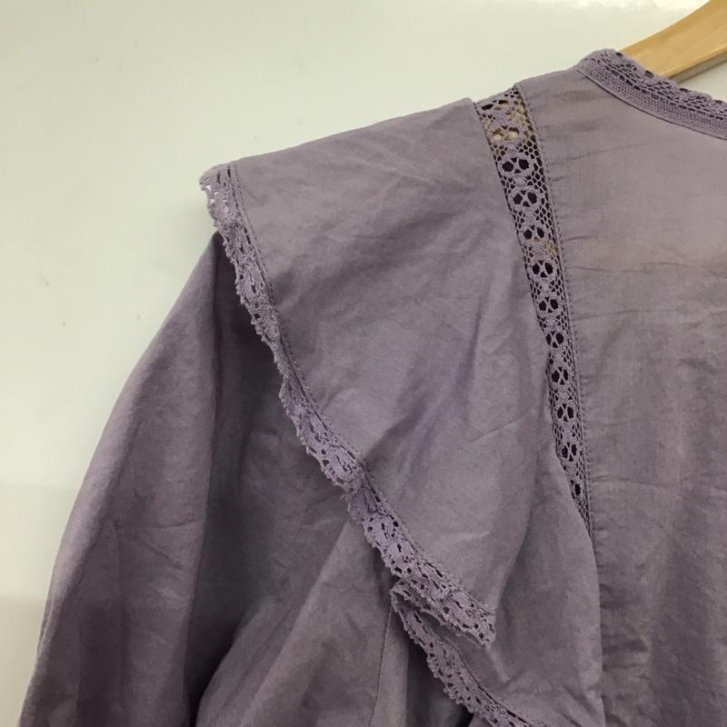 スライ SLY シャツ、ブラウス 半袖 PUFF SLEEVE FRILL COTTON 030ESZ30-4060 FREE 無地 紫 / パープル /  レディース USED 古着 中古 10132771