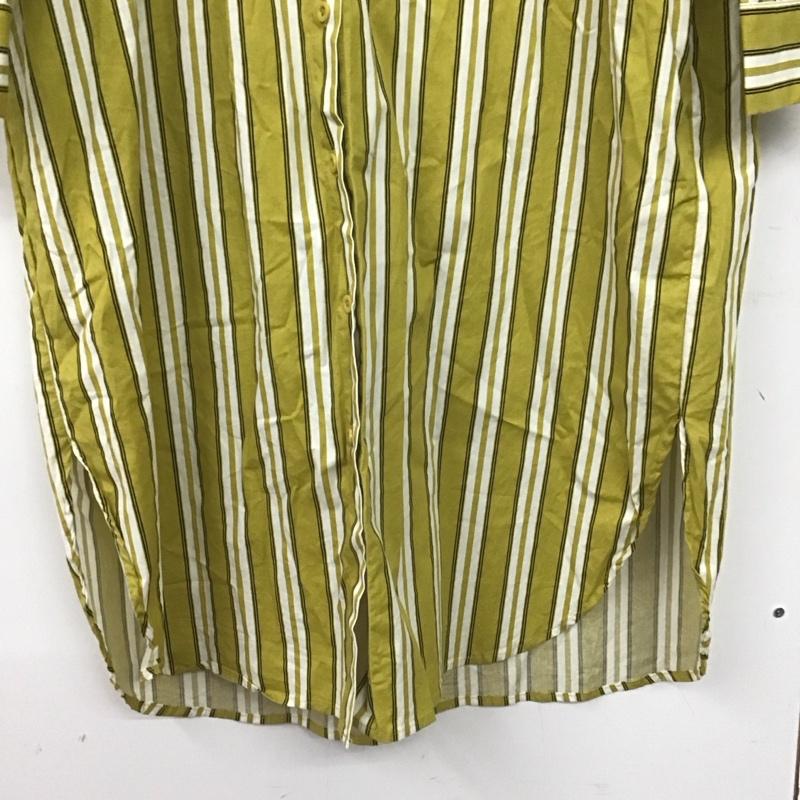アイテムズ アーバンリサーチ ITEMS URBAN RESEARCH ワンピース ロングスカート 長袖シャツワンピース フロントボタン ロングワンピース FREE ストライプ 白 / ホワイト / X マスタード / マスタード /  レディース USED 古着 中古 10149049