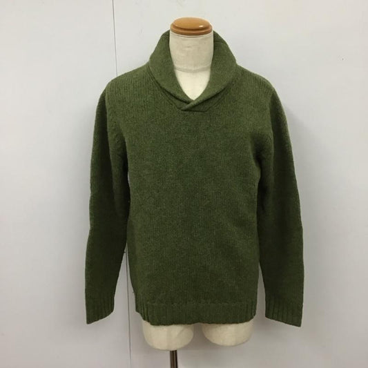 エルエルビーン L.L.Bean ニット、セーター 長袖 0 HLV5 エルボーパッチ ショールカラー M 無地 緑 / グリーン /  メンズ USED 古着 中古 10112653
