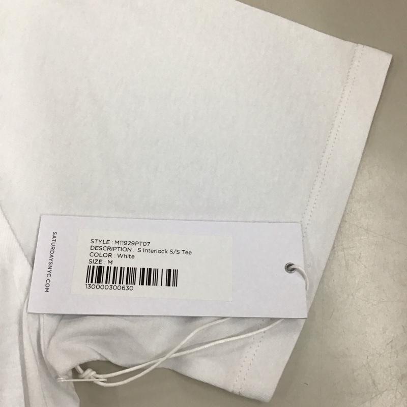 サタデーズサーフニューヨークシティー SATURDAYS SURF NYC Tシャツ 半袖 半袖カットソー プリントTシャツ クルーネックカットソー M ロゴ、文字 白 / ホワイト /  メンズ USED 古着 中古 10114116