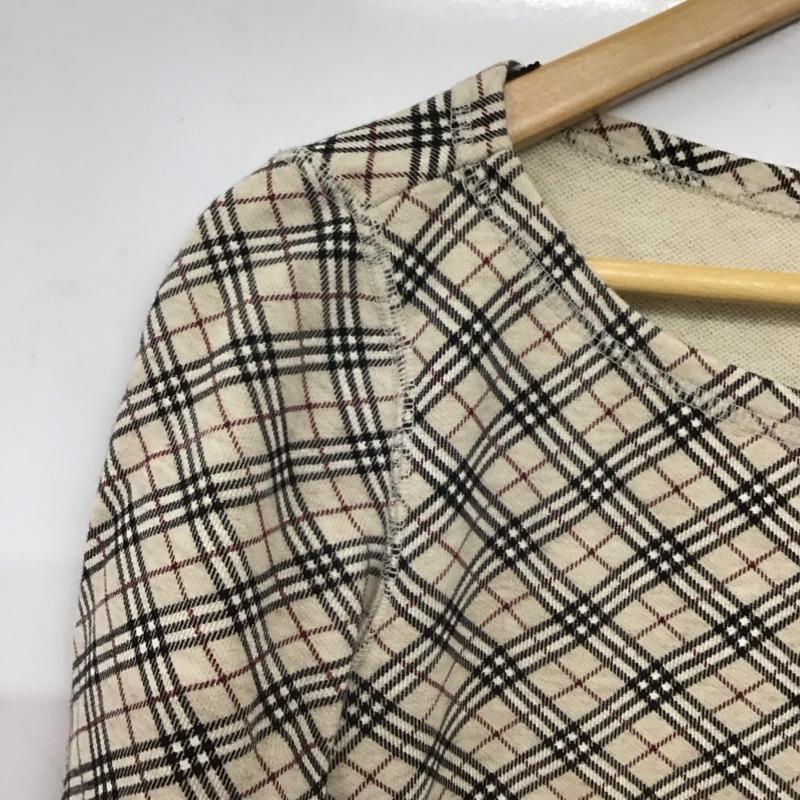バーバリーブルーレーベル BURBERRY BLUE LABEL カットソー 七分袖 FAF20-657 ノバチェック ポケット付き 38 ワンポイント ベージュ / ベージュ / X 黒 / ブラック / X 赤 / レッド / X 白 / ホワイト /  レディース USED 古着 中古 10150829
