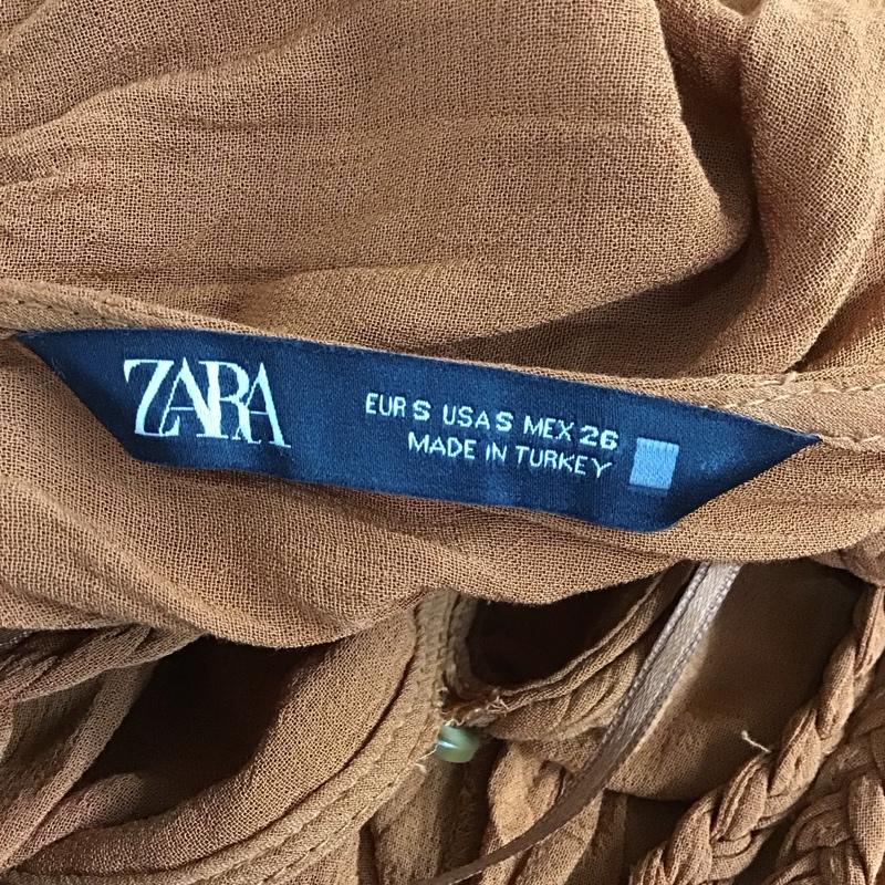 ザラ ZARA ワンピース ロングスカート 9878 222 732 Vネック S 無地 茶 / ブラウン /  レディース USED 古着 中古 10109491