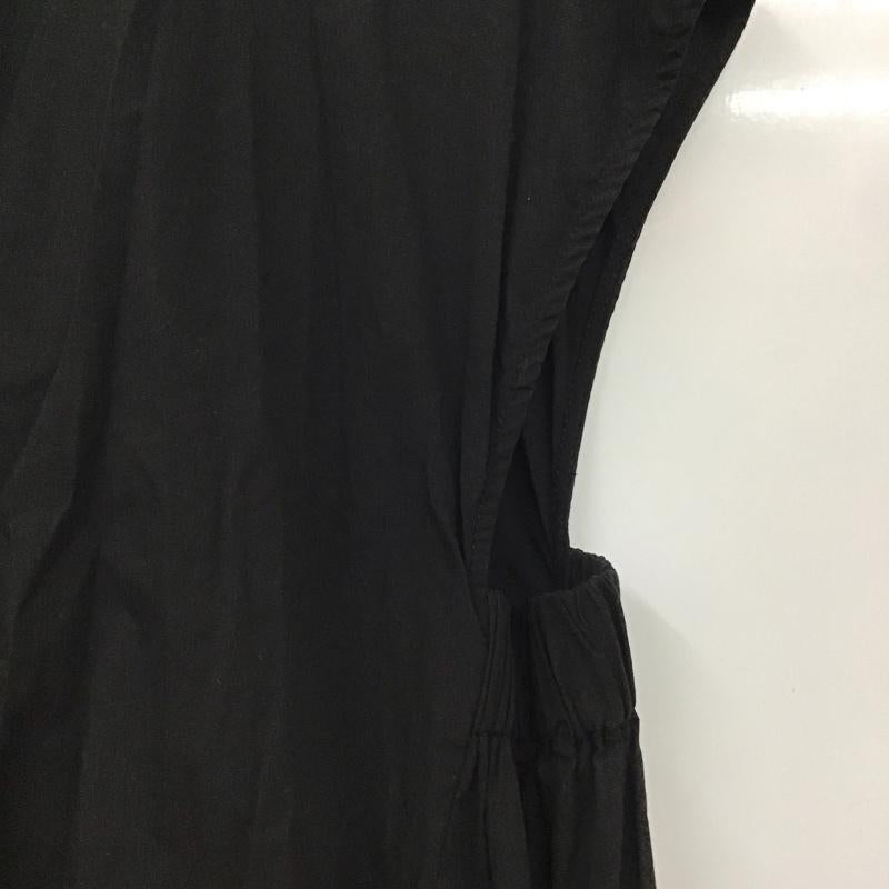 ザラ ZARA ワンピース ロングスカート 3666 021 800 バンドカラー フレンチスリーブ XL 無地 黒 / ブラック /  レディース USED 古着 中古 10130443