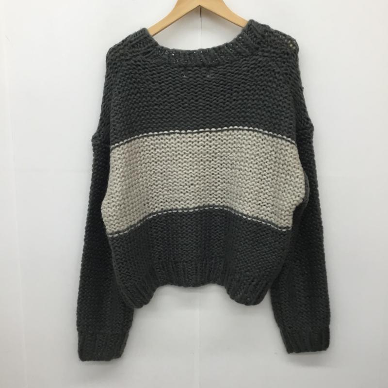 アズールバイマウジー AZUL BY MOUSSY ニット、セーター 長袖 250BAJ70-052I ハンドメイドバイカラーローゲージニット M  灰 / グレー / X チャコールグレー / チャコールグレー /  レディース USED 古着 中古 10138278