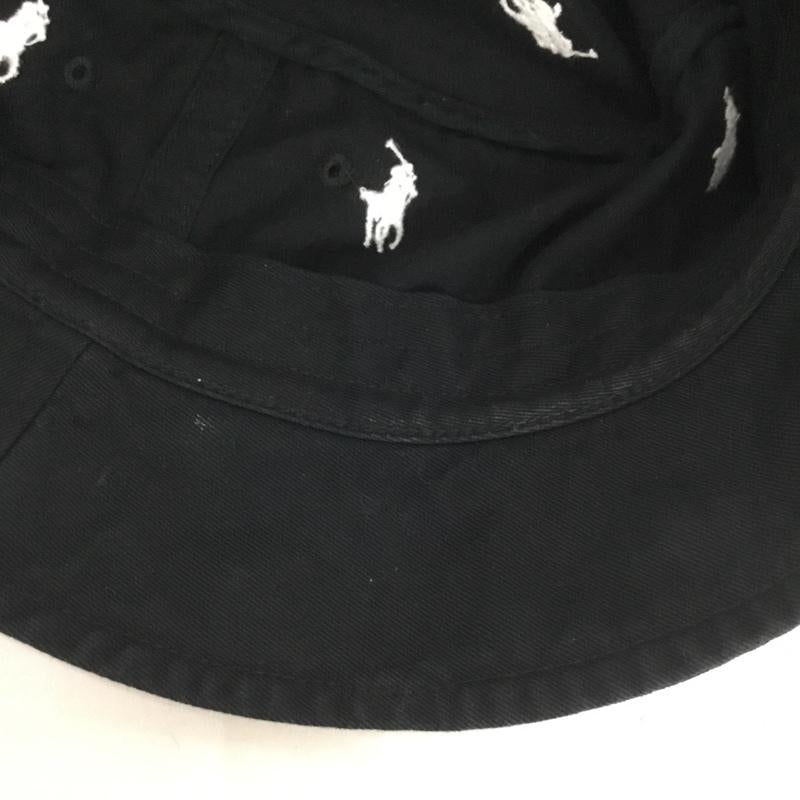 ポロラルフローレン POLO RALPH LAUREN 帽子 ハット バケットハット ロゴ 総柄 黒 / ブラック /  メンズ USED 古着 中古 10138127