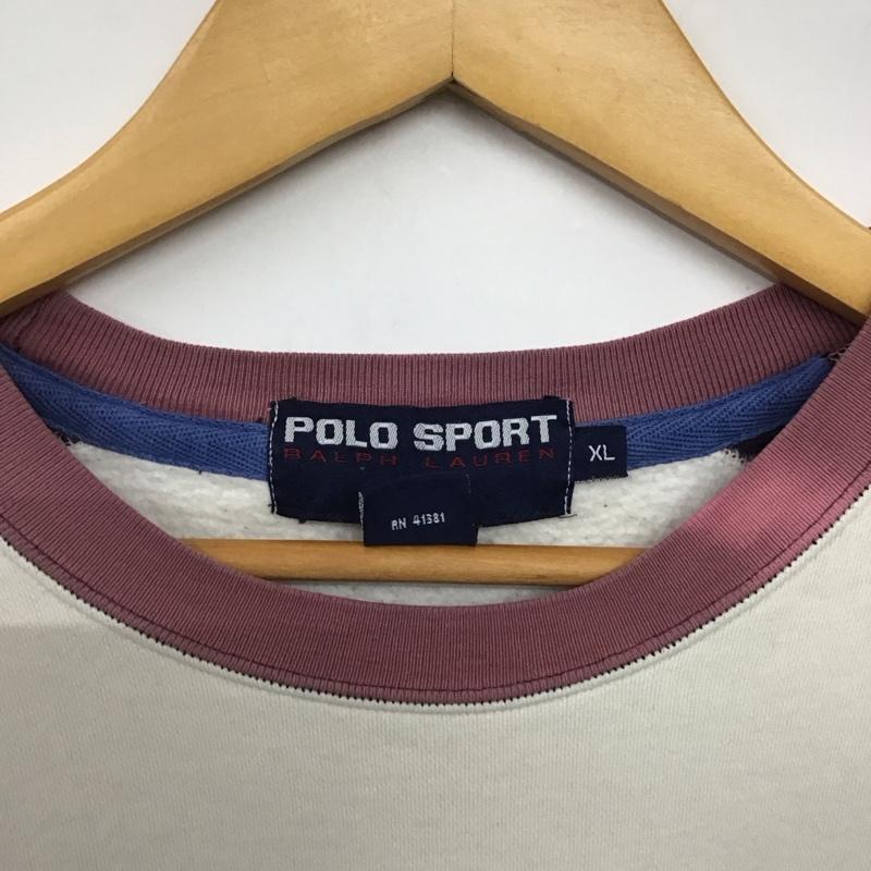 ポロスポーツラルフローレン POLOSPORT トレーナー 長袖 長袖トレーナー スウェット クルーネック プルオーバー XL ロゴ、文字 白 / ホワイト /  メンズ USED 古着 中古 10141372