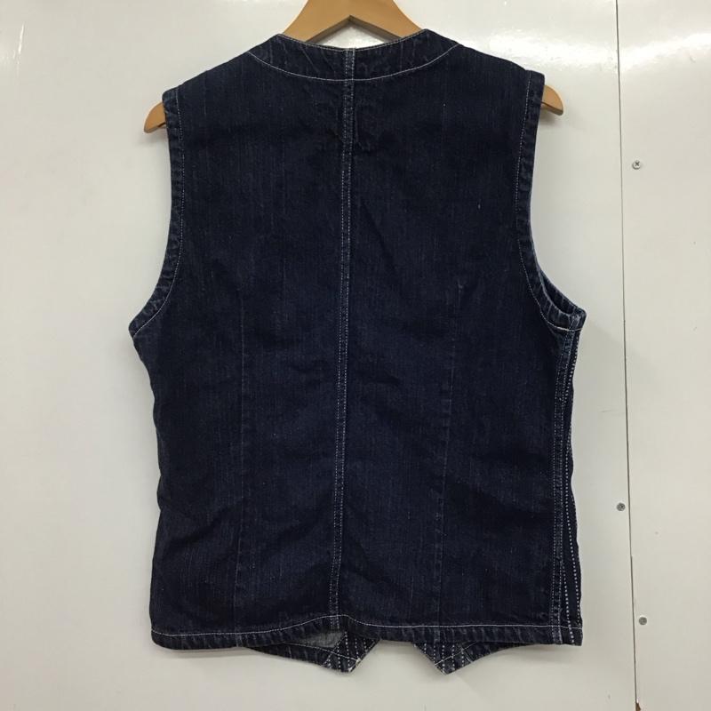 フラットヘッド The Flat Head ベスト ベスト dv-01w ウォバッシュデニムベスト ノースリーブカットソー 前開ボタン 40 ストライプ インディゴ / インディゴ /  メンズ USED 古着 中古 10141807