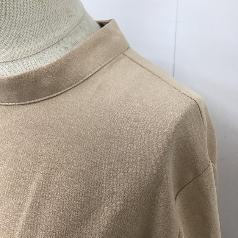 ザラベーシック ZARA BASIC ワンピース ひざ丈スカート 長袖ワンピース フレアワンピース 袖フリル L 無地 ベージュ / ベージュ /  レディース USED 古着 中古 10117988