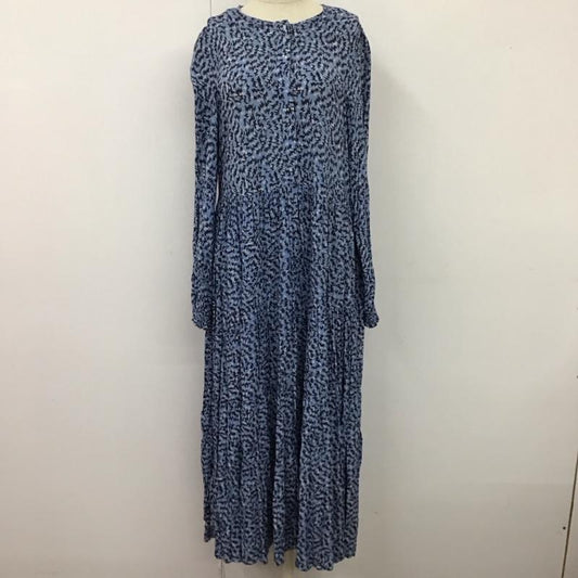 ザラ ZARA ワンピース ロングスカート 4479 240 400 長袖 ティアード S 総柄 青 / ブルー /  レディース USED 古着 中古 10113507