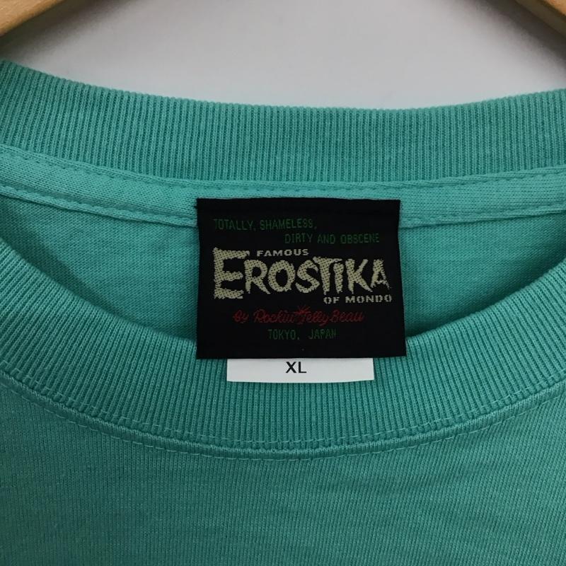 エロスティカ EROSTiKA Tシャツ 半袖 半袖カットソー プリントTシャツ クルーネックカットソー XL プリント 緑 / グリーン /  メンズ USED 古着 中古 10134632