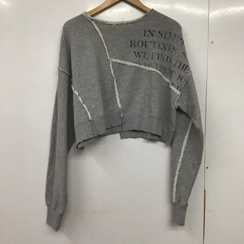 ジーナシス JEANASIS トレーナー 長袖 長袖トレーナー スウェット リメイクライクpartロゴ M プリント 灰 / グレー /  レディース USED 古着 中古 10145401