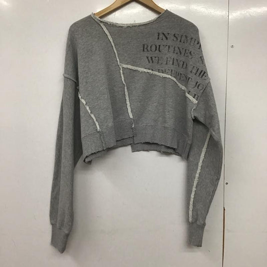 ジーナシス JEANASIS トレーナー 長袖 長袖トレーナー スウェット リメイクライクpartロゴ M プリント 灰 / グレー /  レディース USED 古着 中古 10145401