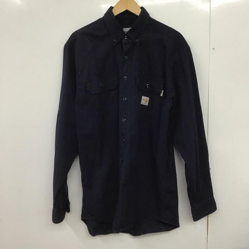 カーハート Carhartt シャツ、ブラウス 長袖 長袖シャツ 無地シャツ カラーシャツ ボタンダウンシャツ M ロゴ、文字 紺 / ネイビー /  メンズ USED 古着 中古 10148304