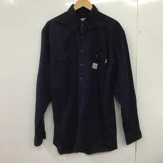カーハート Carhartt シャツ、ブラウス 長袖 長袖シャツ 無地シャツ カラーシャツ ボタンダウンシャツ M ロゴ、文字 紺 / ネイビー /  メンズ USED 古着 中古 10148304