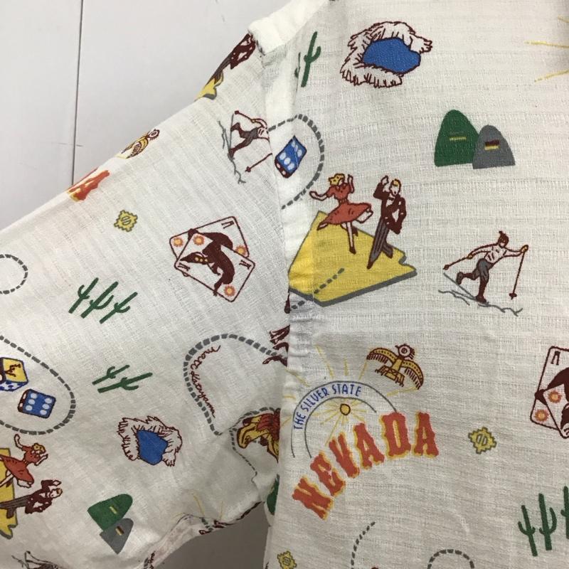 サニースポーツ SUNNY SPORTS シャツ、ブラウス 半袖 半袖シャツ カラーシャツ カジュアルシャツ プリントシャツ XL プリント 白 / ホワイト /  メンズ USED 古着 中古 10111652