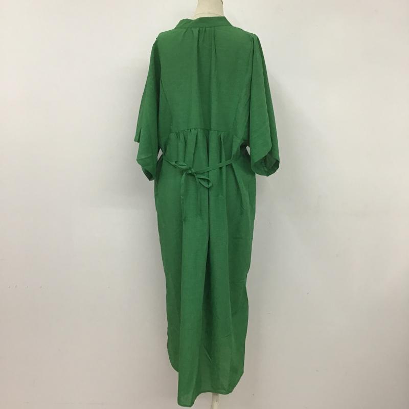 ロヴィ LOWY ワンピース ロングスカート 半袖ワンピース ロングワンピース Vネック フレアスカート M 無地 緑 / グリーン /  レディース USED 古着 中古 10105728