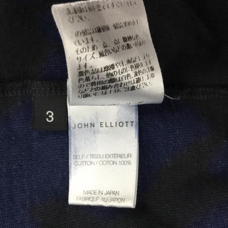 ジョンエリオット JOHN ELLIOTT カットソー 長袖 長袖カットソー クルーネックカットソー ロングスリーブカットソー プリントTシャツ 3 プリント 紺 / ネイビー /  メンズ USED 古着 中古 10122508