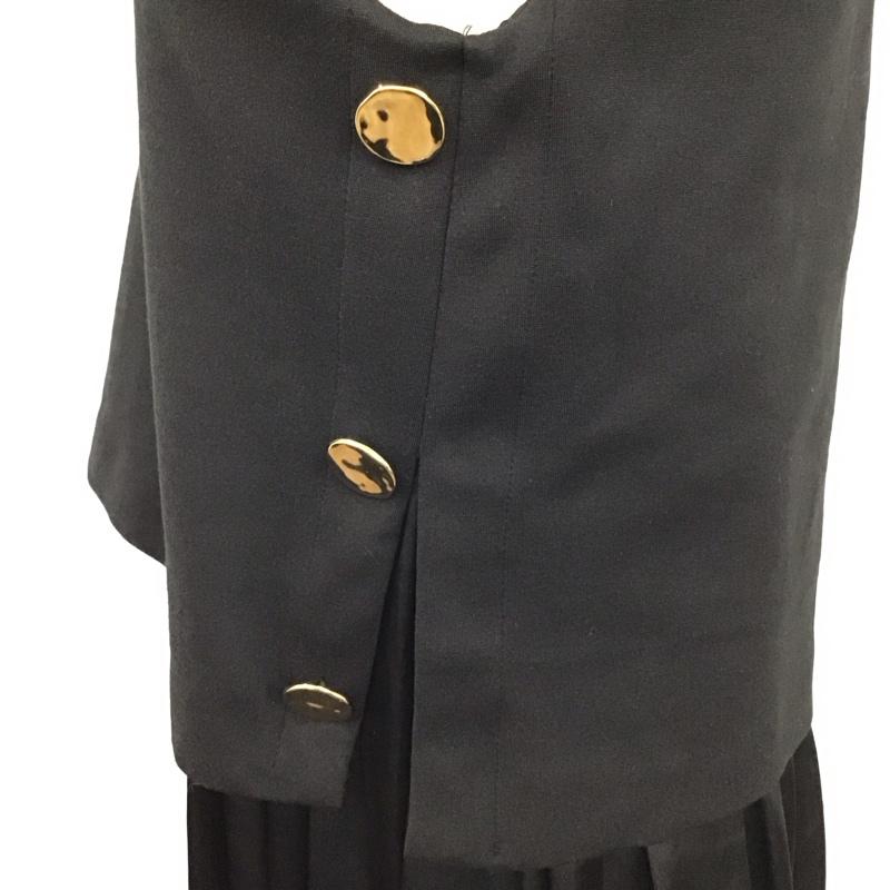 ザラ ZARA ワンピース ロングスカート 9878 804 800 プリーツ サイドボタン XS 無地 黒 / ブラック /  レディース USED 古着 中古 10122037