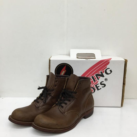 レッドウィング RED WING ブーツ ショートブーツ 100周年　8285 US：9 ロゴ、文字 茶 / ブラウン /  メンズ USED 古着 中古 10136432