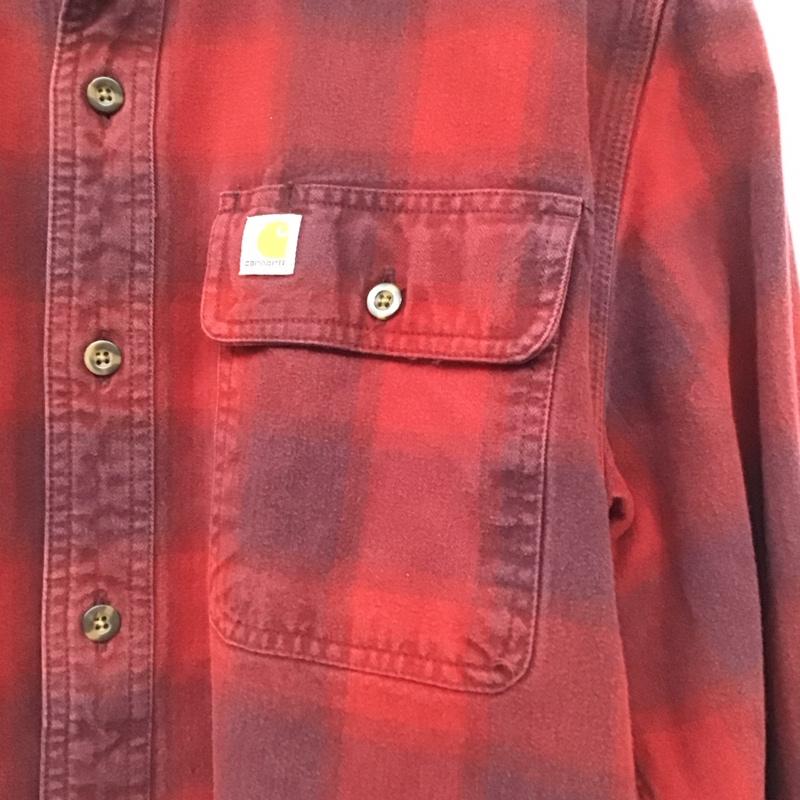 カーハート Carhartt シャツ、ブラウス 長袖 103822 608 チェックシャツ コットン S ロゴ、文字 赤 / レッド /  メンズ USED 古着 中古 10144706