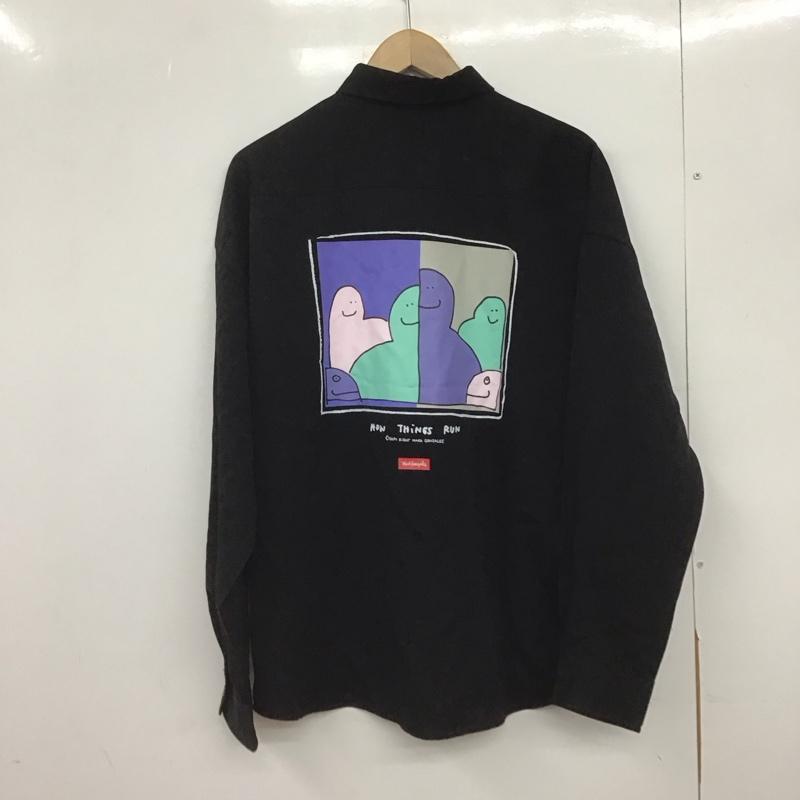 マーク・ゴンザレス Mark Gonzales シャツ、ブラウス 長袖 長袖シャツ 刺繍シャツ カラーシャツ M ロゴ、文字 黒 / ブラック /  メンズ USED 古着 中古 10148146