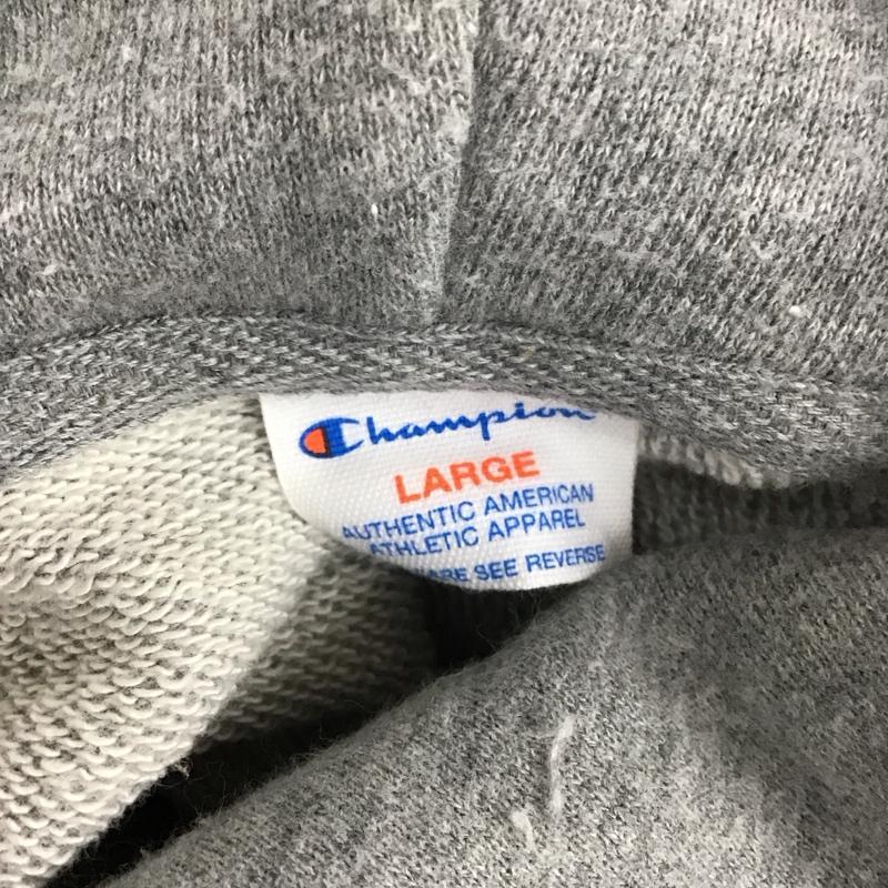 チャンピオン Champion パーカー 長袖 フーディ プルオーバー L プリント X ロゴ、文字 灰 / グレー /  メンズ USED 古着 中古 10108379