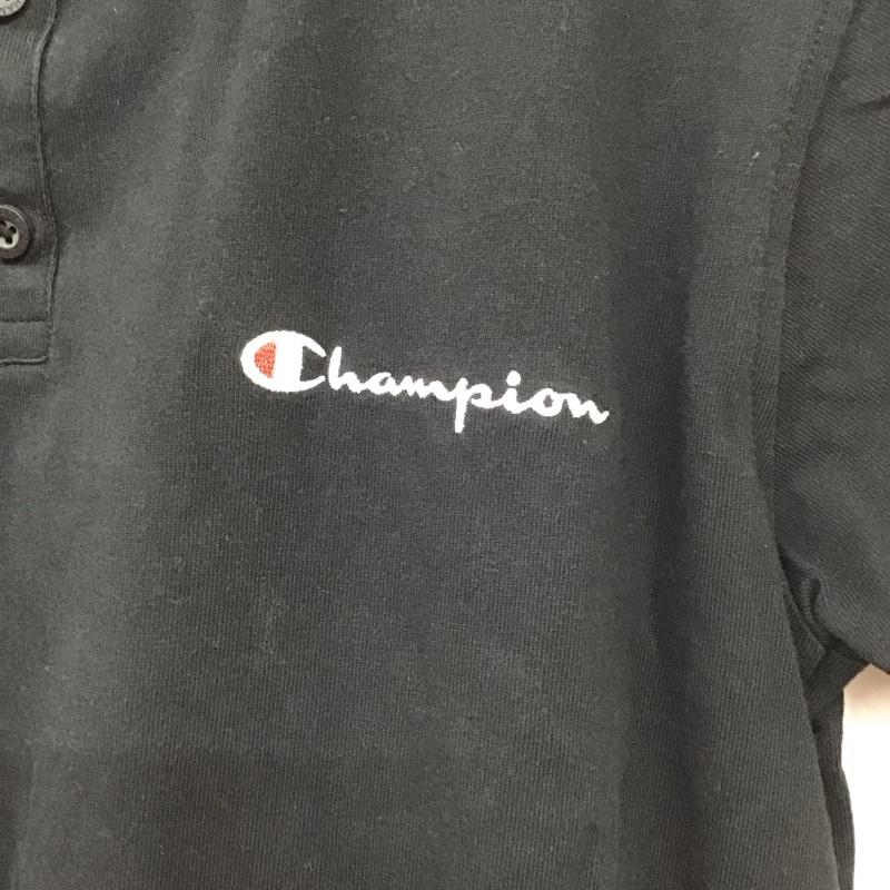 チャンピオン Champion ポロシャツ 半袖 c3-x361 ショートスリーブポロシャツ 半袖カットソー カラーシャツ L ロゴ、文字 黒 / ブラック /  メンズ USED 古着 中古 10131163