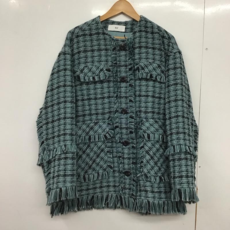 スライ SLY ジャケット、上着 ジャケット、ブレザー 039han30-0021 ツィードフリンジジャケット カジュアルジャケット アウター FREE チェック マルチカラー / マルチカラー /  レディース USED 古着 中古 10147692