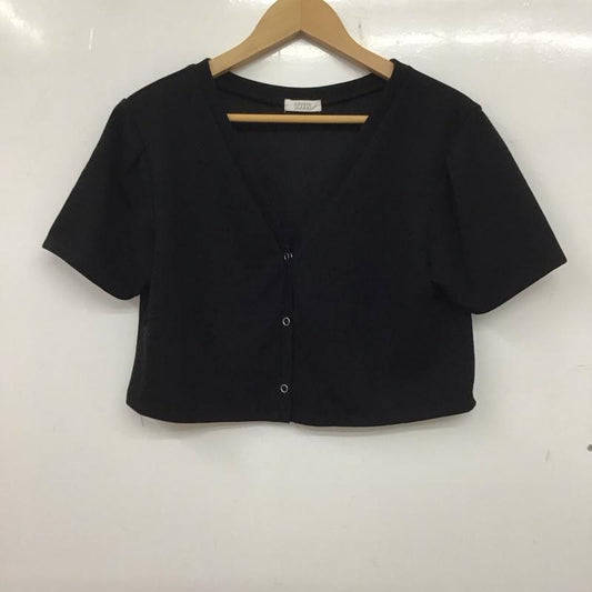 ローリーズファーム LOWRYS FARM カーディガン 半袖 FREE 無地 黒 / ブラック /  レディース USED 古着 中古 10137734