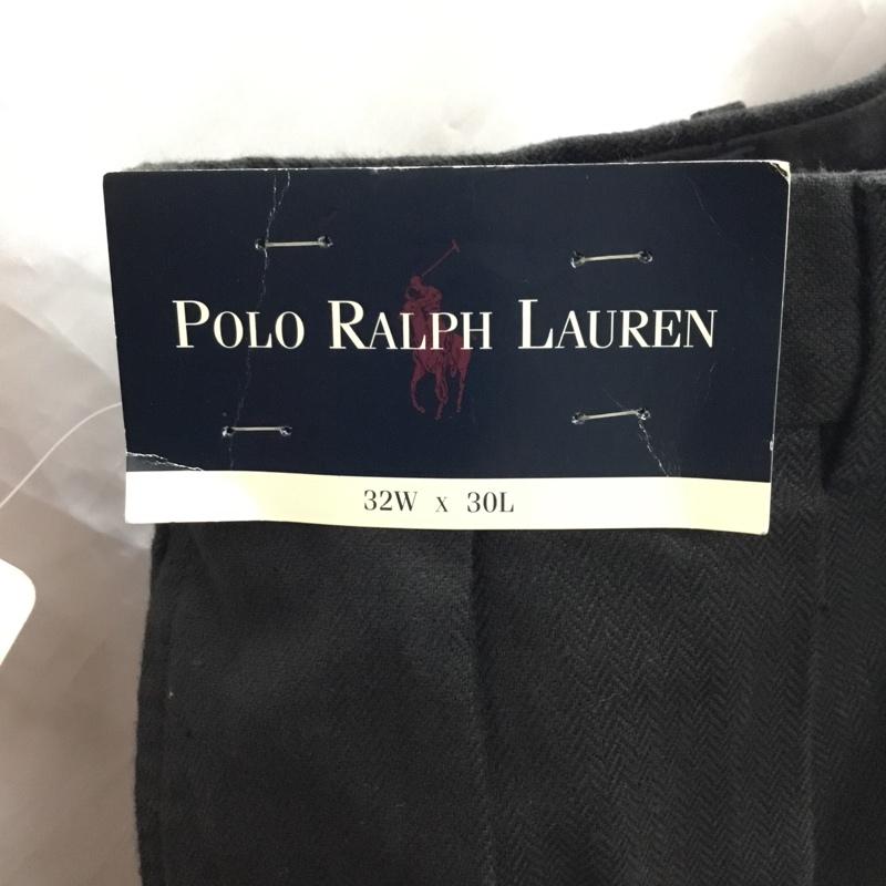ポロラルフローレン POLO RALPH LAUREN パンツ スラックス スラックスパンツ ワイドパンツ カジュアルパンツ センタータックパンツ 32インチ 無地 黒 / ブラック /  メンズ USED 古着 中古 10121082