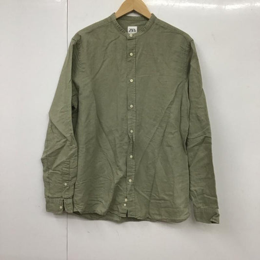 ザラ ZARA シャツ、ブラウス 長袖 長袖シャツ 無地シャツ ノーカラーシャツ M 無地 カーキ / カーキ /  メンズ USED 古着 中古 10131004