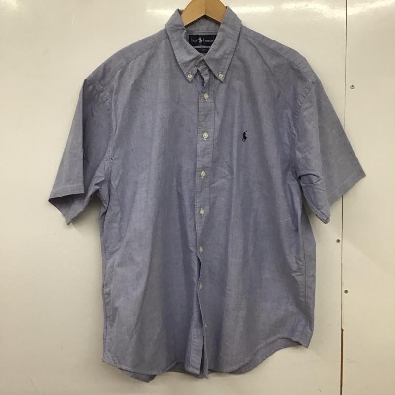 ラルフローレン RALPHLAUREN シャツ、ブラウス 半袖 半袖シャツ ボタンダウンシャツ カラーシャツ ロゴ、文字 水色 / ライトブルー /  メンズ USED 古着 中古 10133074