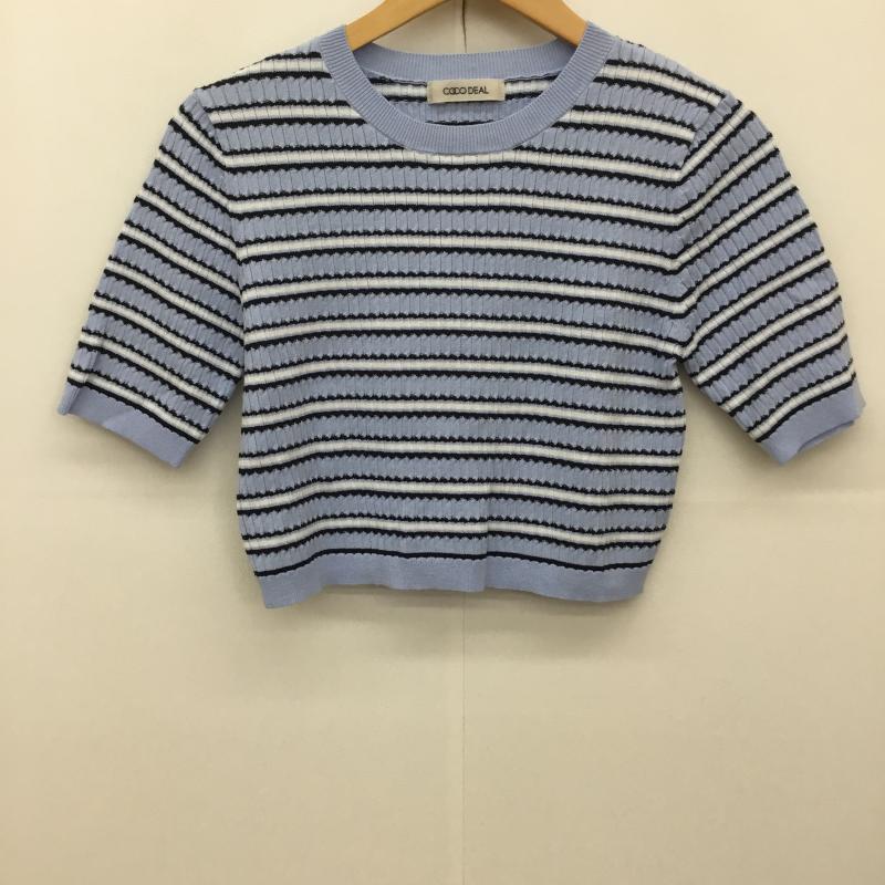 ココ ディール COCO DEAL カットソー 半袖 M ボーダー柄 水色 / ライトブルー /  レディース USED 古着 中古 10134737