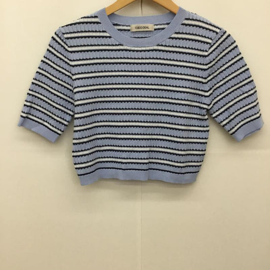 ココ ディール COCO DEAL カットソー 半袖 M ボーダー柄 水色 / ライトブルー /  レディース USED 古着 中古 10134737
