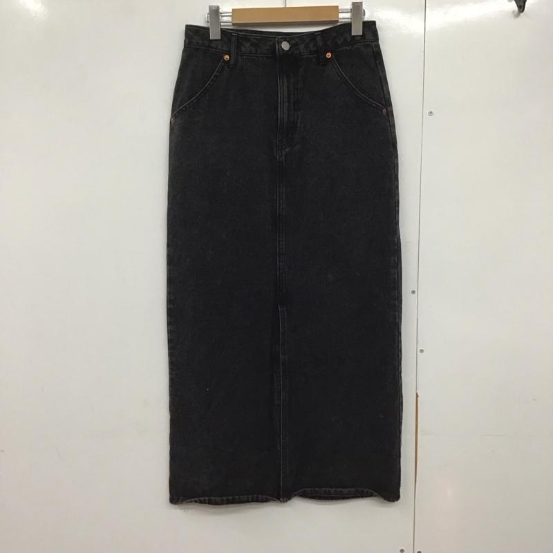 ディスコート Discoat スカート ロングスカート デニムスカート タイトスカート センタータック L 無地 黒 / ブラック /  レディース USED 古着 中古 10142459