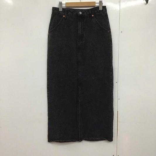 ディスコート Discoat スカート ロングスカート デニムスカート タイトスカート センタータック L 無地 黒 / ブラック /  レディース USED 古着 中古 10142459
