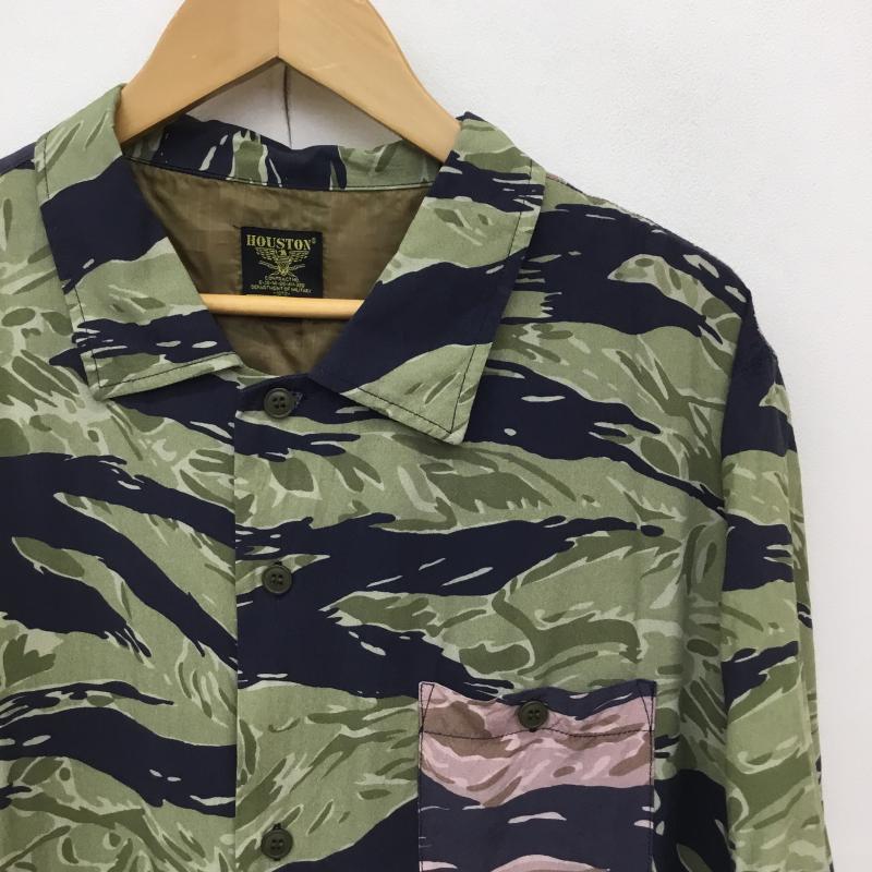 ヒューストン HOUSTON シャツ、ブラウス 半袖 HOUSTON 40727 ミリタリーアロハシャツ XL カモフラージュ柄・迷彩 黒 / ブラック / X カーキ / カーキ / X 茶 / ブラウン / X 桃 / ピンク /  メンズ USED 古着 中古 10134505