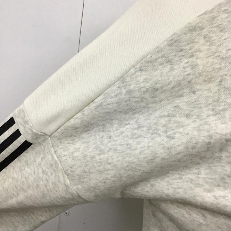 アディダス adidas パーカー 長袖 DM4055 フルジップ スウェット L ロゴ、文字 灰 / グレー /  メンズ USED 古着 中古 10123280