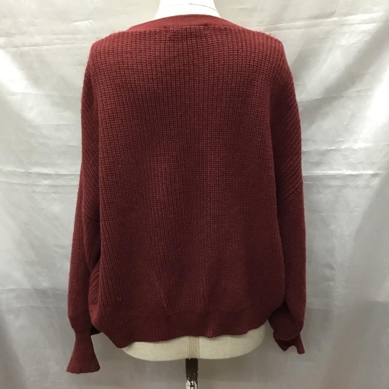 ジーナシス JEANASIS カーディガン 長袖 JS261215MC Vネック ボリュームスリーブ 無地 えんじ / ワインレッド /  レディース USED 古着 中古 10118037
