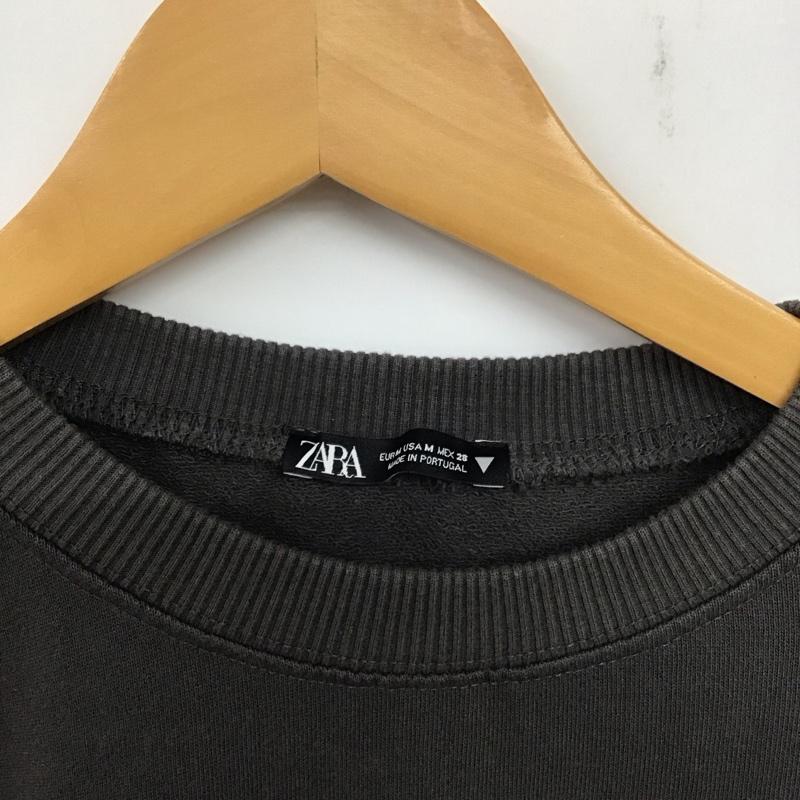 ザラ ZARA ワンピース ひざ丈スカート M ロゴ、文字 X プリント チャコールグレー / チャコールグレー /  レディース USED 古着 中古 10139859