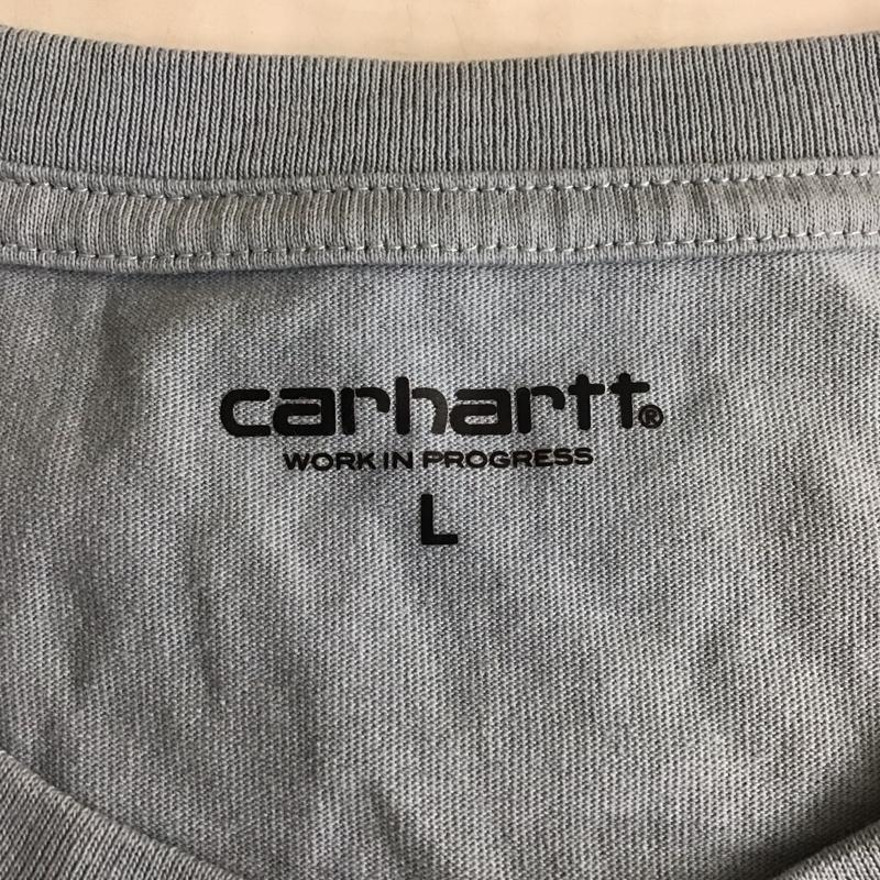 カーハート Carhartt カットソー 長袖 長袖カットソー クルーネックカットソー ロングスリーブカットソー プリントTシャツ L ロゴ、文字 水色 / ライトブルー /  メンズ USED 古着 中古 10115717