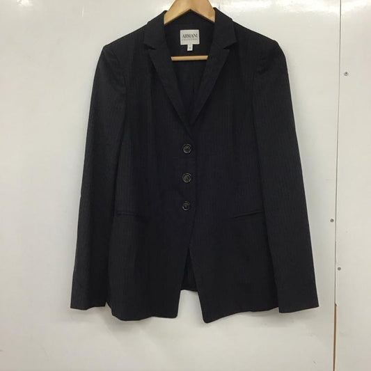 アルマーニコレッツォーニ ARMANI COLLEZIONI ジャケット、上着 ジャケット、ブレザー 長袖ジャケット アウター 前ボタン カラージャケット 40 ストライプ 紺 / ネイビー /  レディース USED 古着 中古 10135060