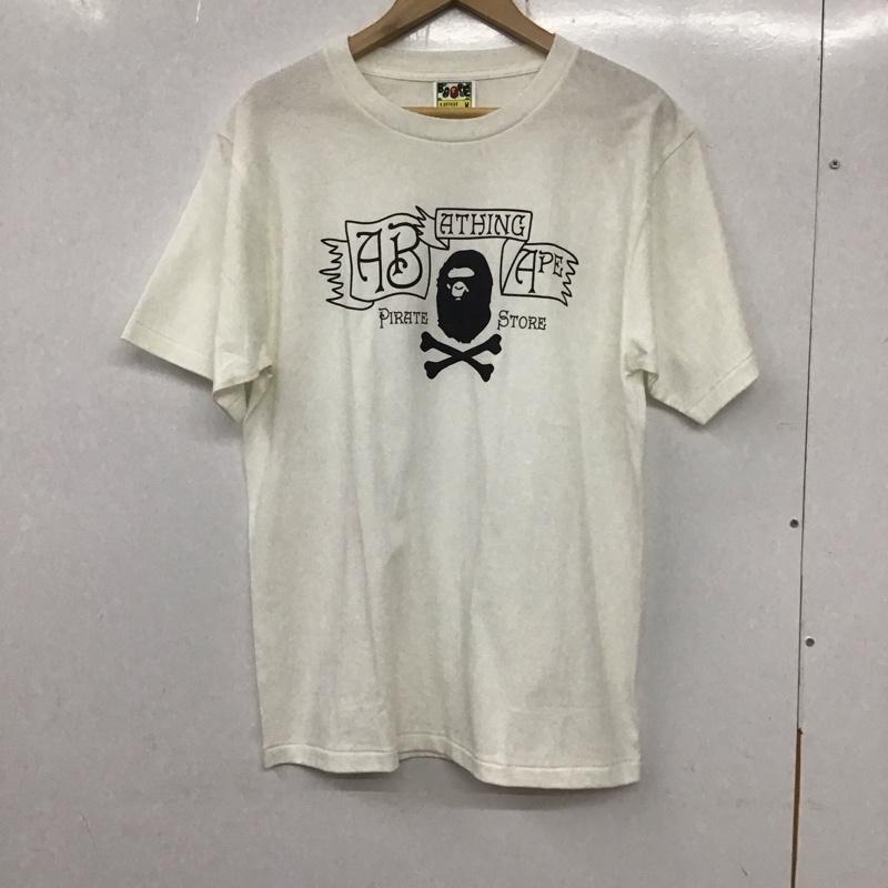 アベイシングエイプ A BATHING APE Tシャツ 半袖 CROSSBONE pirate store M ロゴ、文字 白 / ホワイト /  メンズ USED 古着 中古 10133764