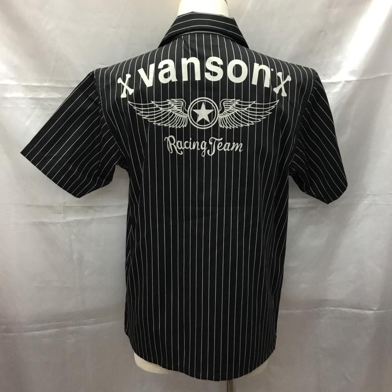 ヴァンソン VANSON シャツ、ブラウス 半袖 M ストライプ 黒 / ブラック /  メンズ USED 古着 中古 10108955