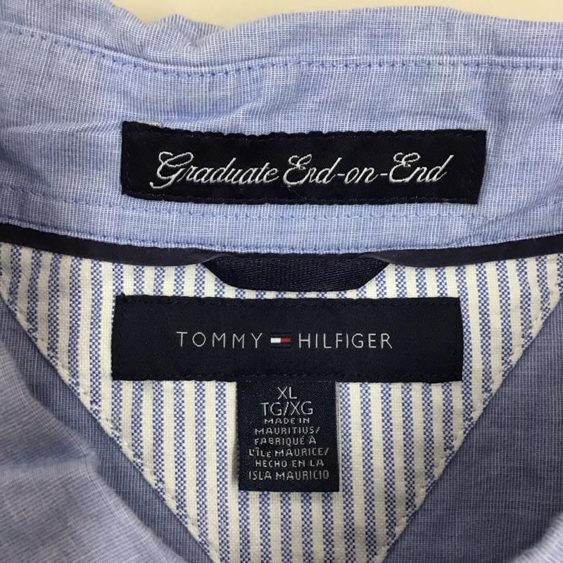 トミーヒルフィガー TOMMY HILFIGER シャツ、ブラウス 長袖 長袖シャツ カラーシャツ ポケットシャツ 長袖カットソー ボタンダウンシャツ XL ロゴ、文字 青 / ブルー /  メンズ USED 古着 中古 10118549