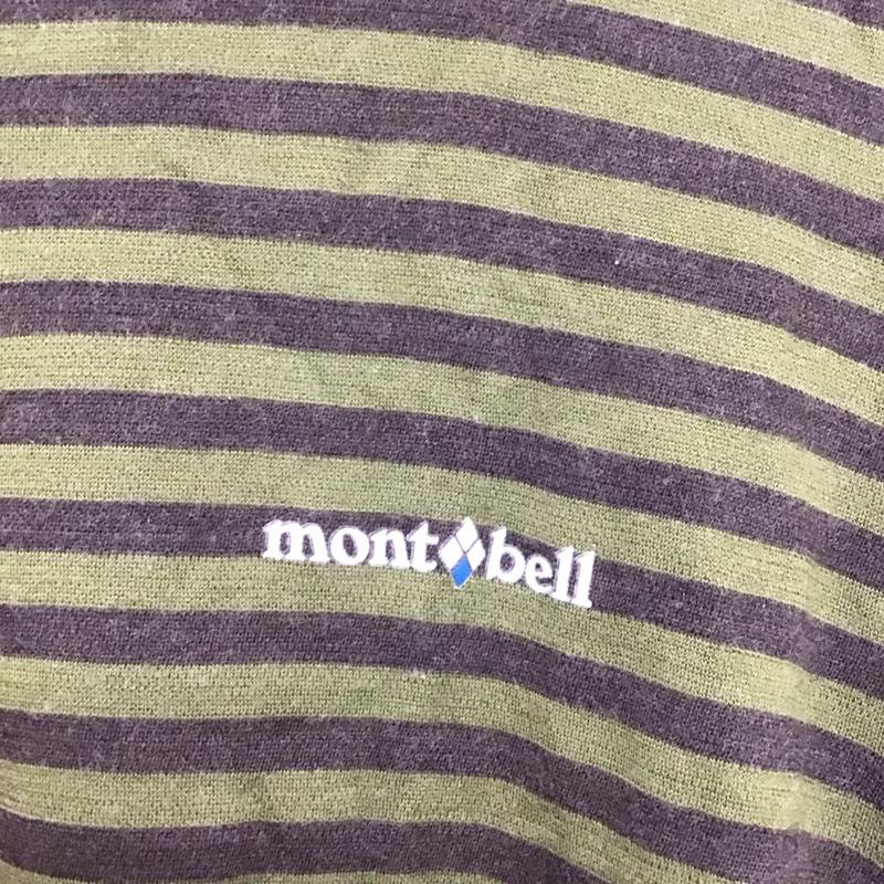 モンベル mont-bell カットソー 長袖 長袖カットソー クルーネックカットソー プリントカットソー M ボーダー柄 カーキ / カーキ /  メンズ USED 古着 中古 10142415