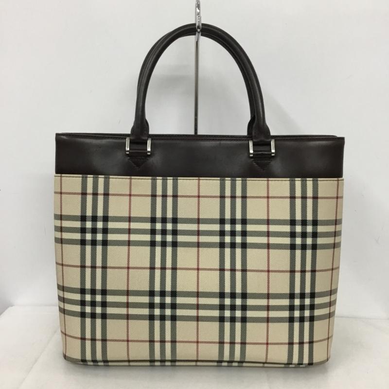 バーバリー BURBERRY ハンドバッグ ハンドバッグ ノバチェック チェック ベージュ / ベージュ / X ダークブラウン / ダークブラウン /  レディース USED 古着 中古 10145489