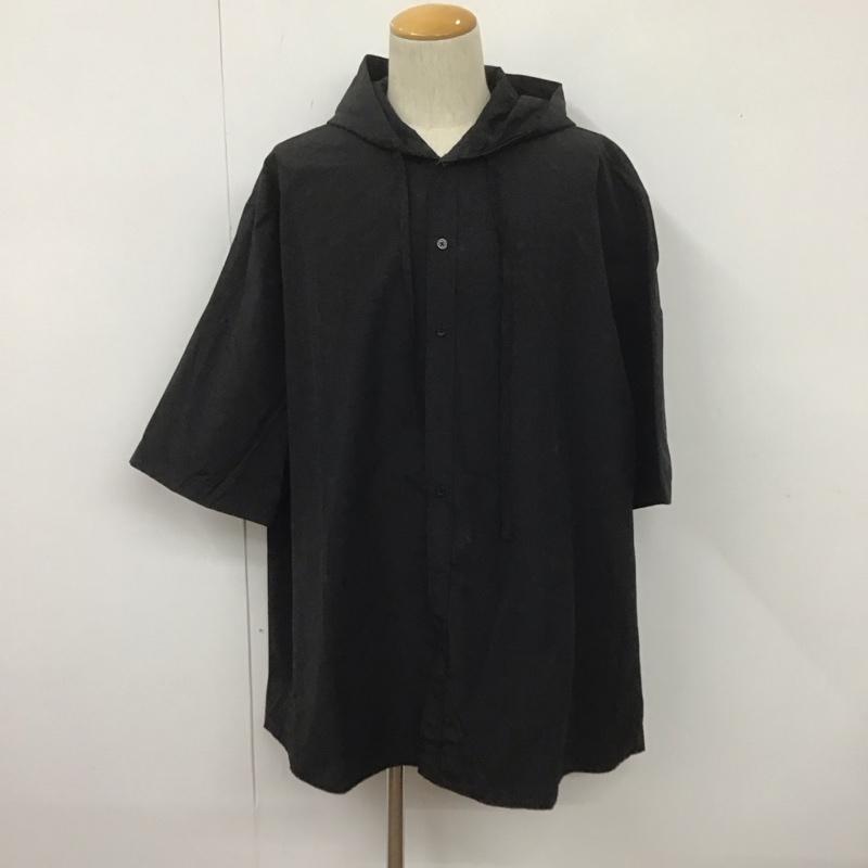 キャスパージョンアイバー CASPER JOHN AIVER シャツ、ブラウス 半袖 半袖ロングシャツ パーカー付きシャツ 前開シャツ 無地 黒 / ブラック /  メンズ USED 古着 中古 10107488