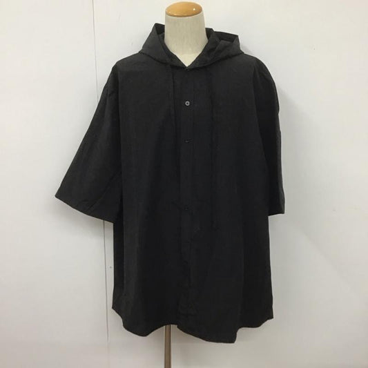 キャスパージョンアイバー CASPER JOHN AIVER シャツ、ブラウス 半袖 半袖ロングシャツ パーカー付きシャツ 前開シャツ 無地 黒 / ブラック /  メンズ USED 古着 中古 10107488